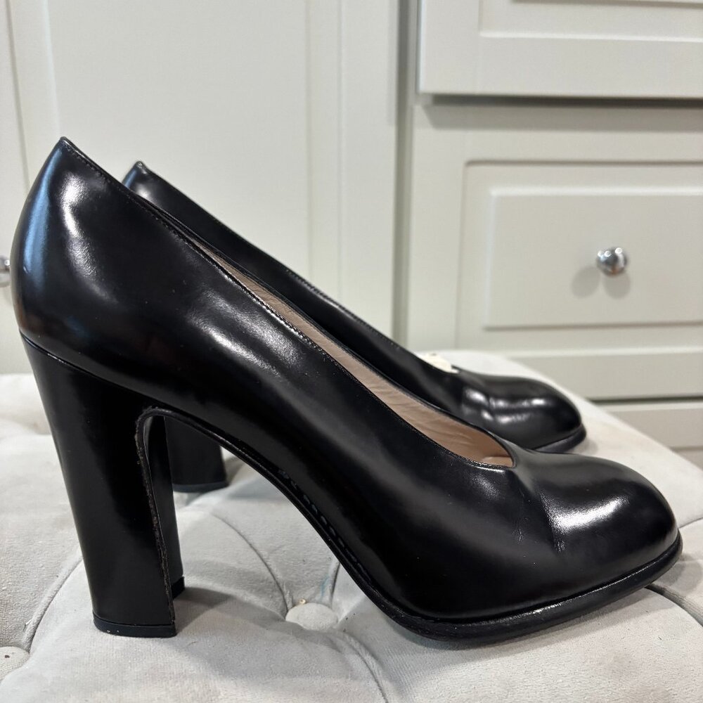 Vintage Italian Black Full Leather Heel